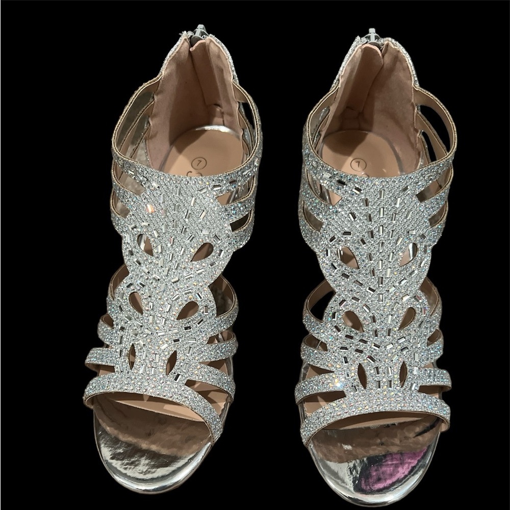 Elegant Silver Heeled Sandals